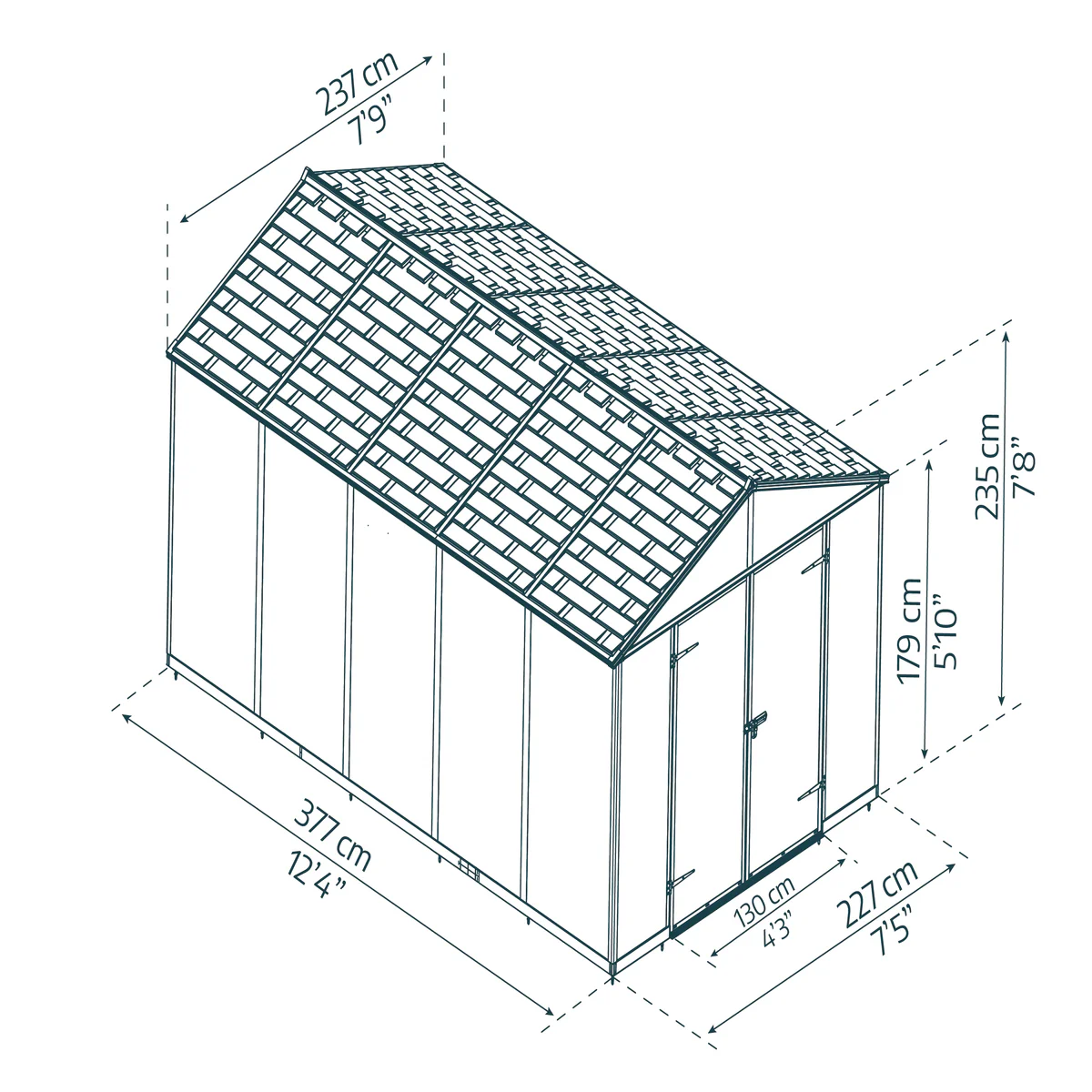 Palram - Canopia | Rubicon 8ft Ultra Durable Outdoor Storage Shed for Garden Dark Grey Series - Image 21