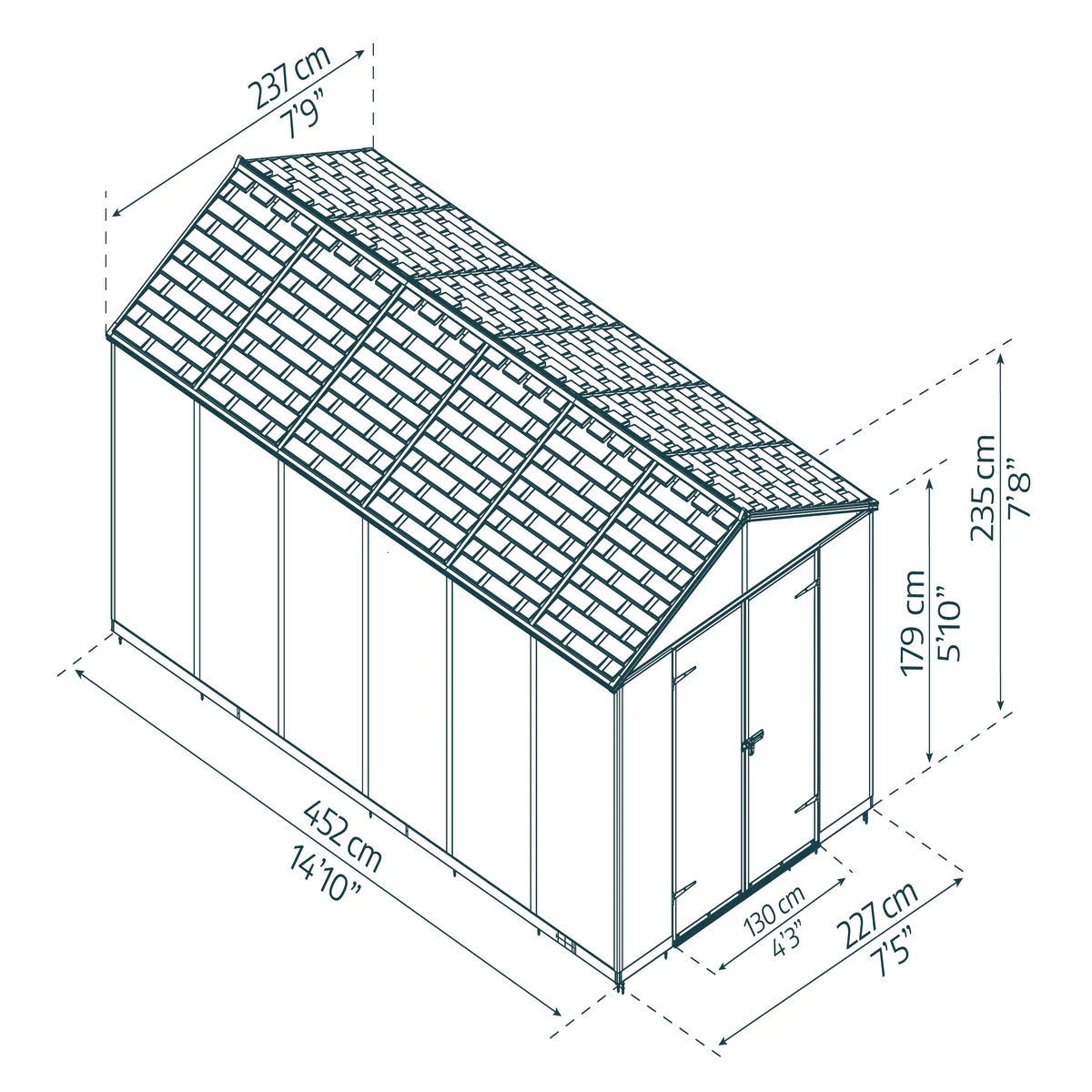 Palram - Canopia | Rubicon 8ft Ultra Durable Outdoor Storage Shed for Garden Dark Grey Series - Image 24