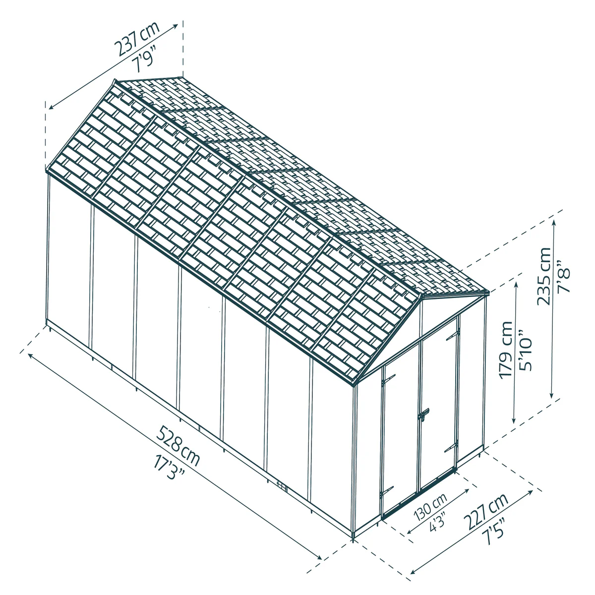 Palram - Canopia | Rubicon 8ft Ultra Durable Outdoor Storage Shed for Garden Dark Grey Series - Image 26