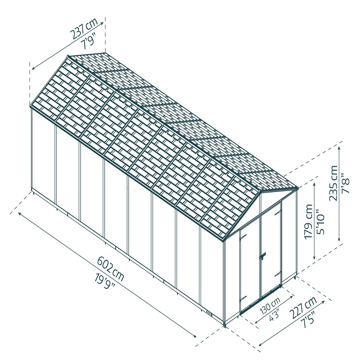 Palram - Canopia | Rubicon 8ft Ultra Durable Outdoor Storage Shed for Garden Dark Grey Series - Image 29