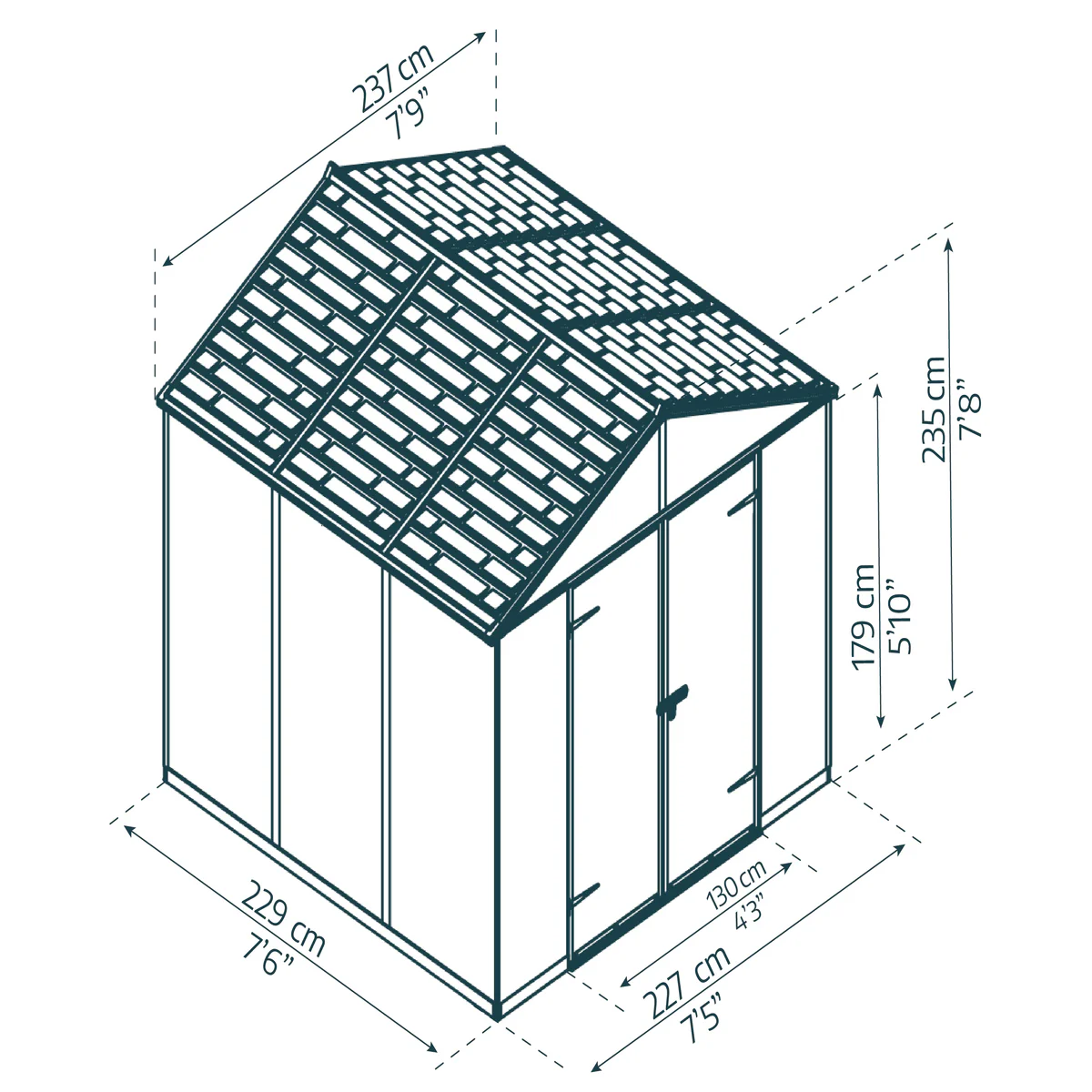 Palram - Canopia | Rubicon 8ft Ultra Durable Outdoor Storage Shed for Garden Dark Grey Series - Image 3