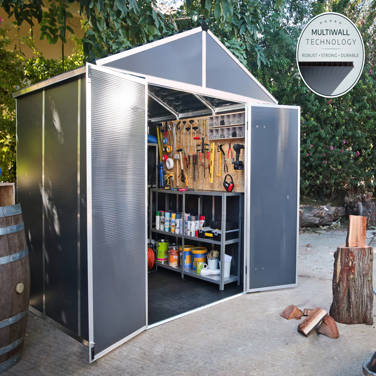Palram - Canopia | Rubicon 8ft Ultra Durable Outdoor Storage Shed for Garden Dark Grey Series - Image 7