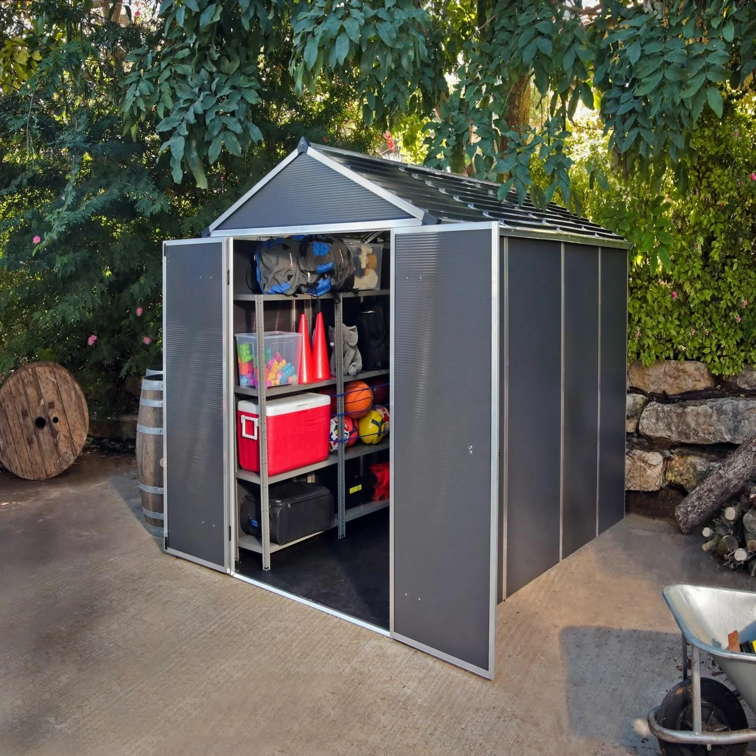 Palram - Canopia | Rubicon 6ft Ultra Durable Outdoor Storage Shed for Garden Dark Grey Series - Image 10