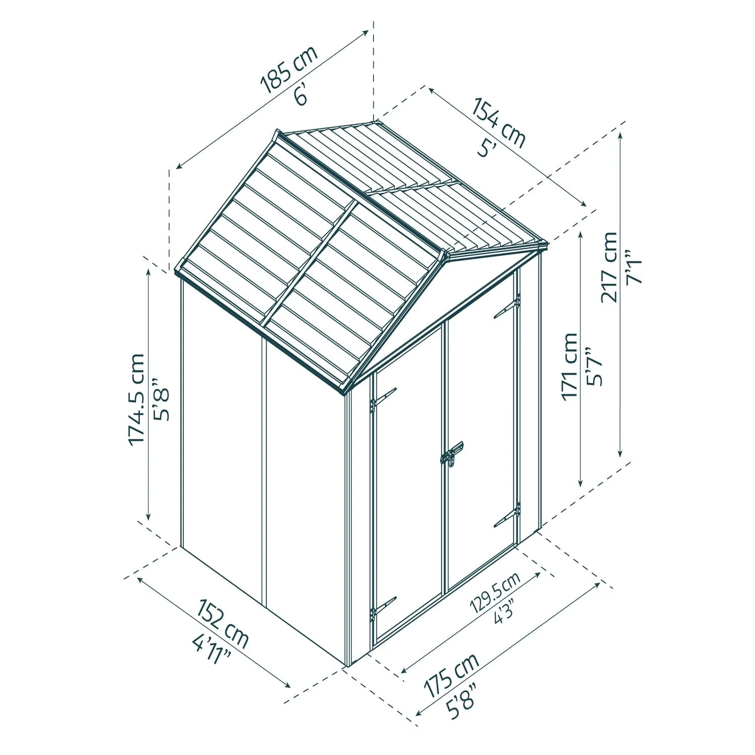 Palram - Canopia | Rubicon 6ft Ultra Durable Outdoor Storage Shed for Garden Dark Grey Series - Image 5