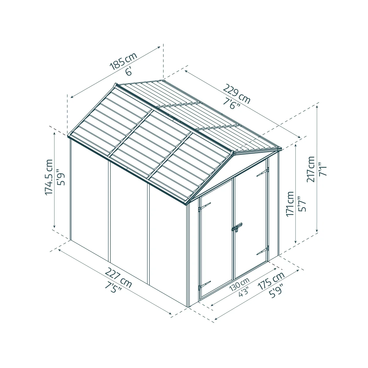 Palram - Canopia | Rubicon 6ft Ultra Durable Outdoor Storage Shed for Garden Dark Grey Series - Image 6