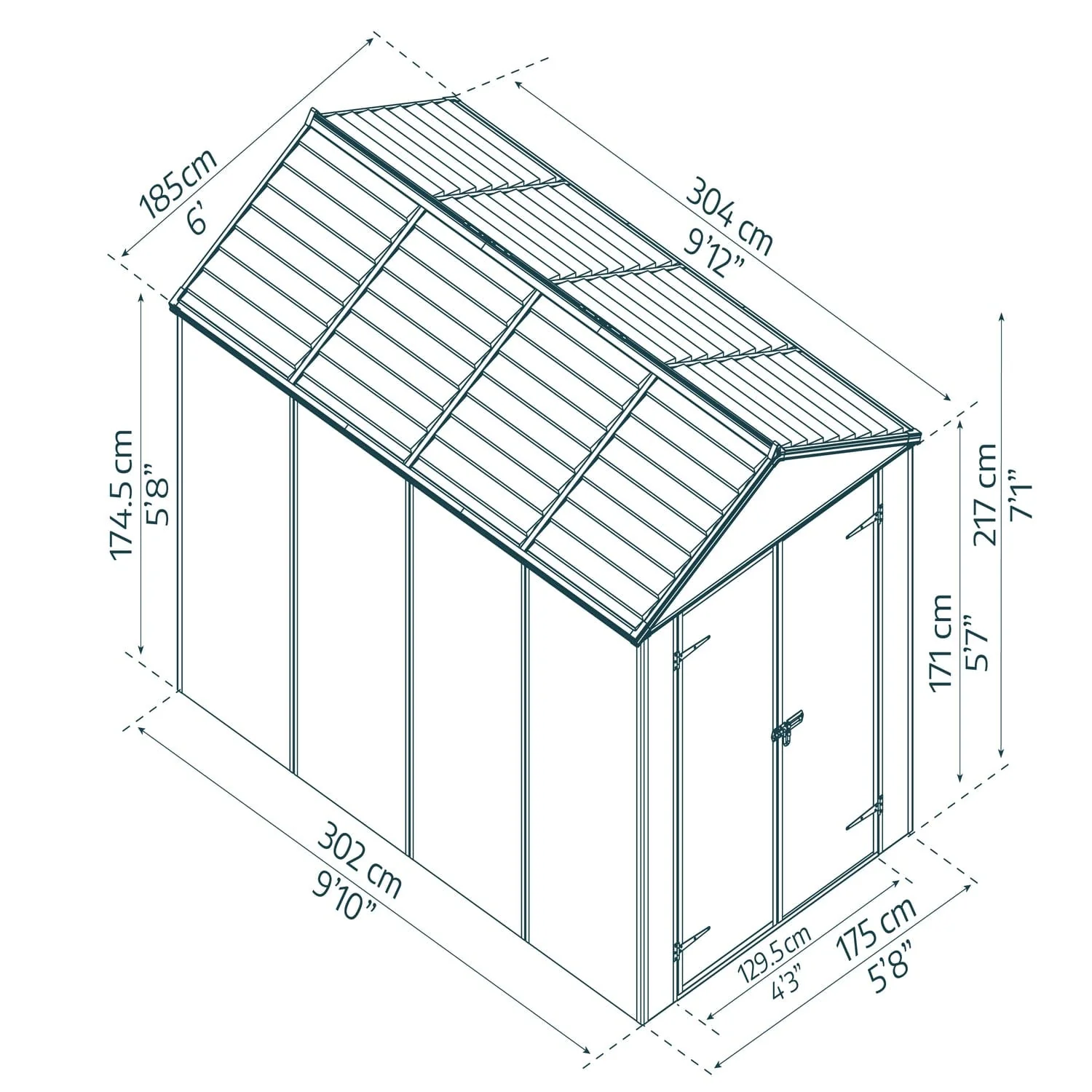 Palram - Canopia | Rubicon 6ft Ultra Durable Outdoor Storage Shed for Garden Dark Grey Series - Image 7