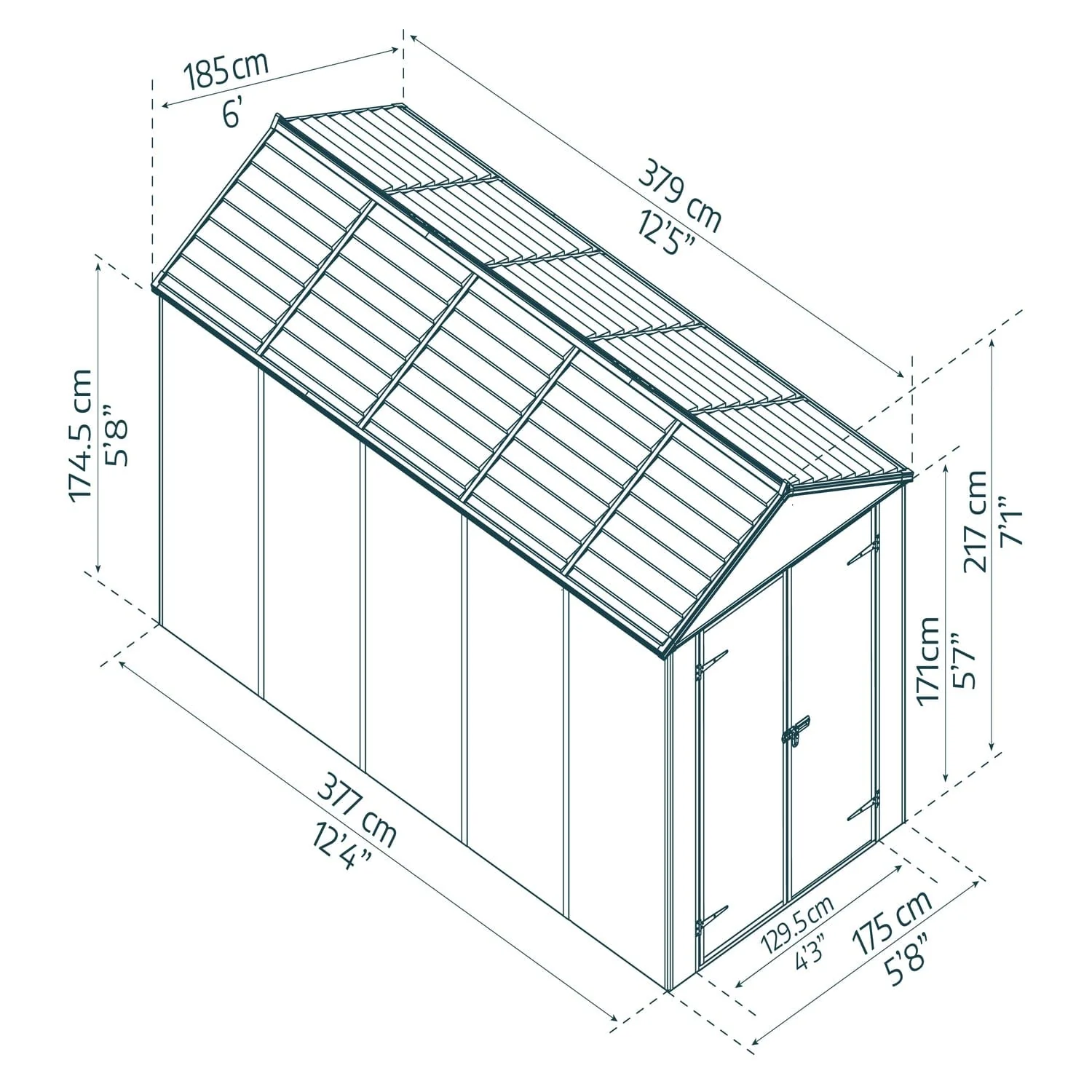 Palram - Canopia | Rubicon 6ft Ultra Durable Outdoor Storage Shed for Garden Dark Grey Series - Image 8