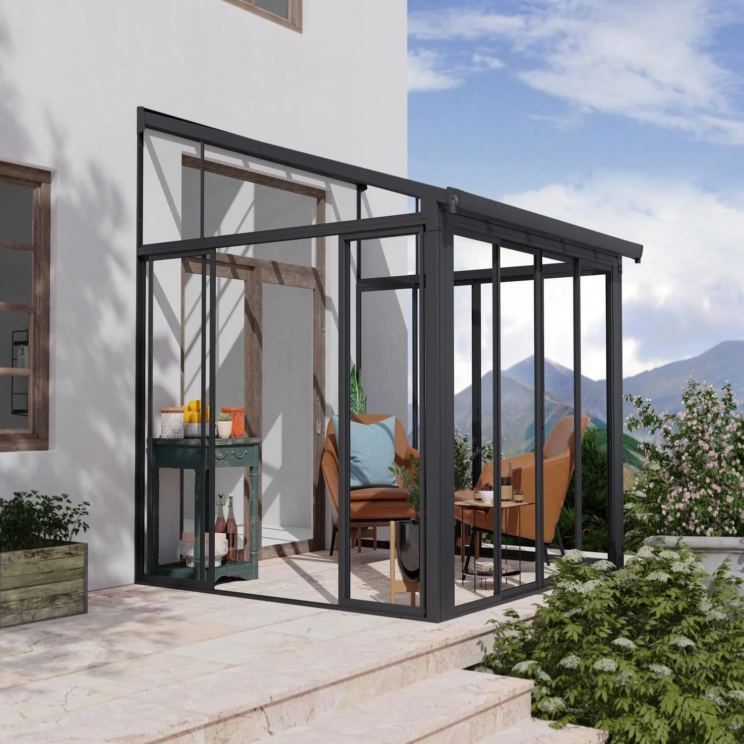 Palram - Canopia | SanRemo 10x10 ft Patio Enclosure - Gray/Clear - Image 2