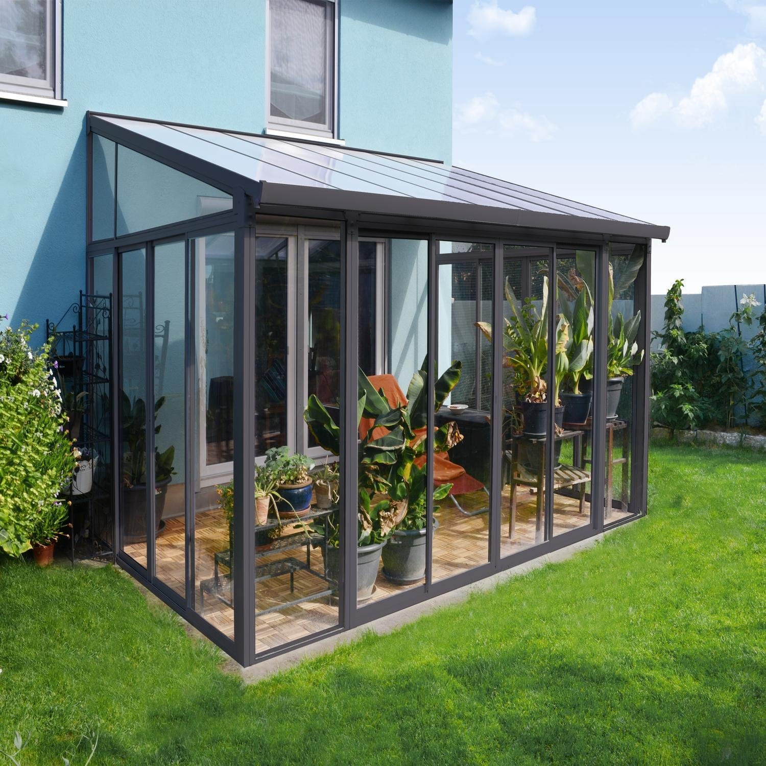 Palram - Canopia | SanRemo 10x14 ft Patio Enclosure - Gray/Clear - Image 3