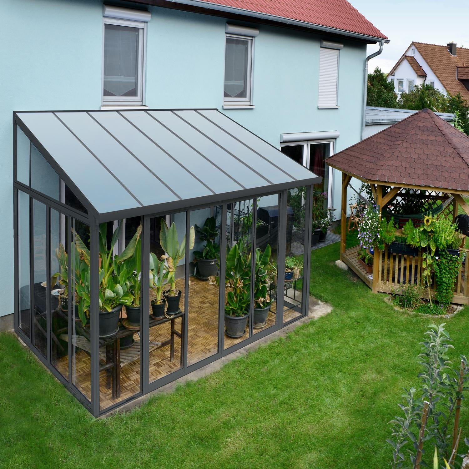 Palram - Canopia | SanRemo 10x14 ft Patio Enclosure - Gray/Clear - Image 4