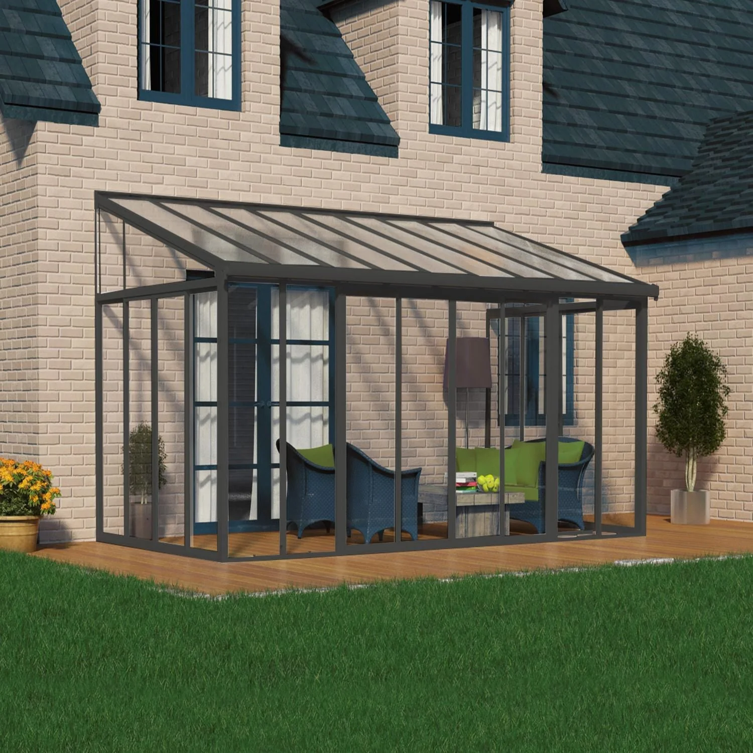 Palram - Canopia | SanRemo 10x18 ft Patio Enclosure - Gray/Clear - Image 4