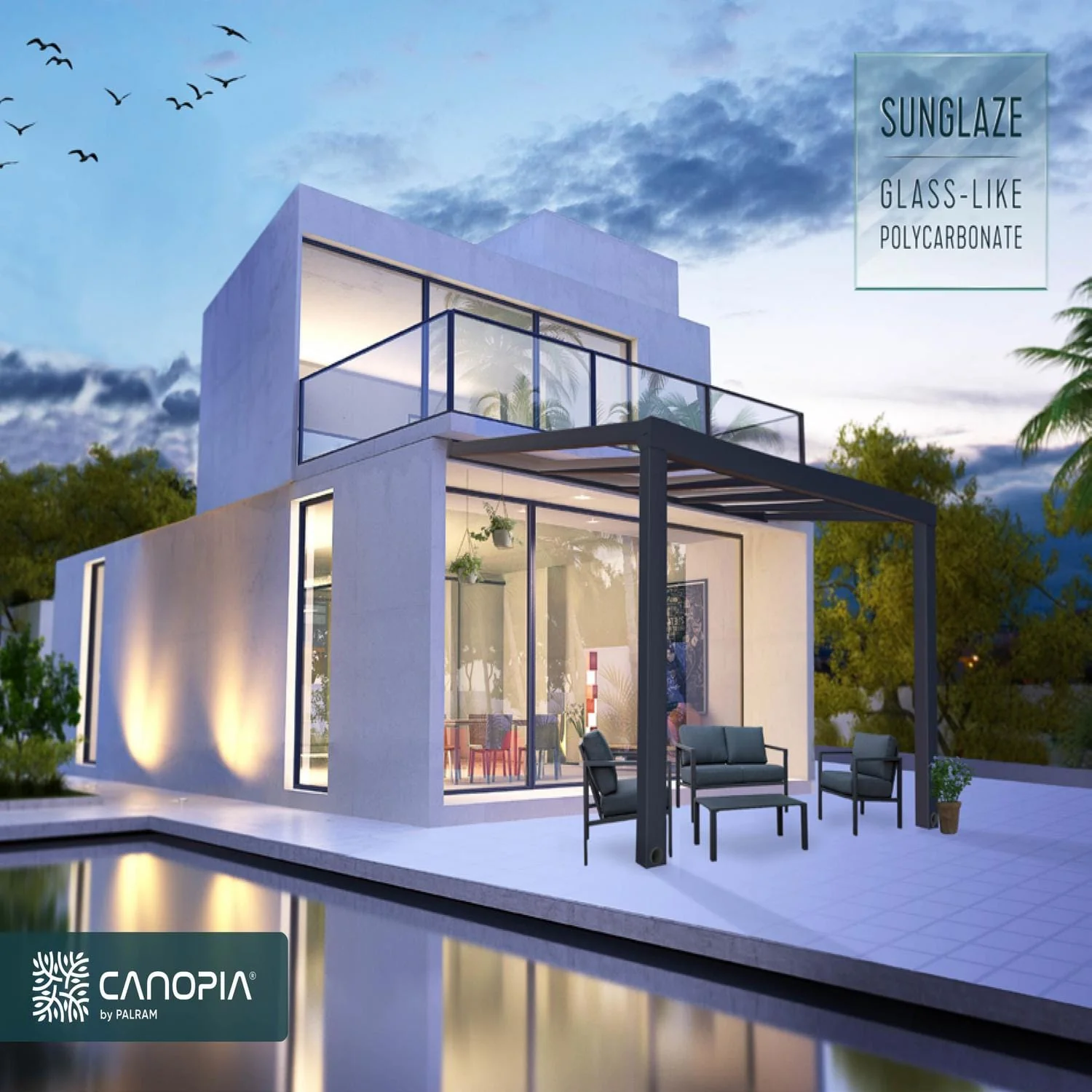 Palram - Canopia | Stockholm 11x12 ft Patio Cover - Gray/Clear - Image 2