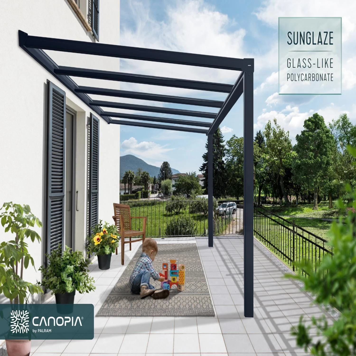 Palram - Canopia | Stockholm 11x12 ft Patio Cover - Gray/Clear - Image 3