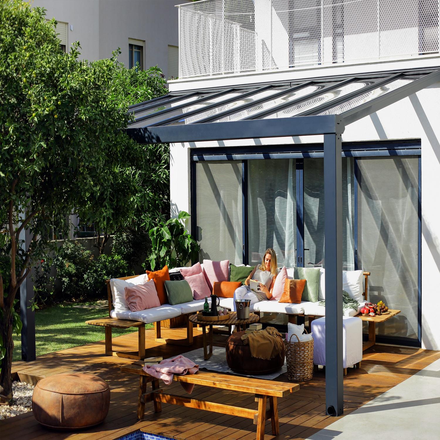 Palram - Canopia | Stockholm 11x17 ft Patio Cover - Gray/Clear