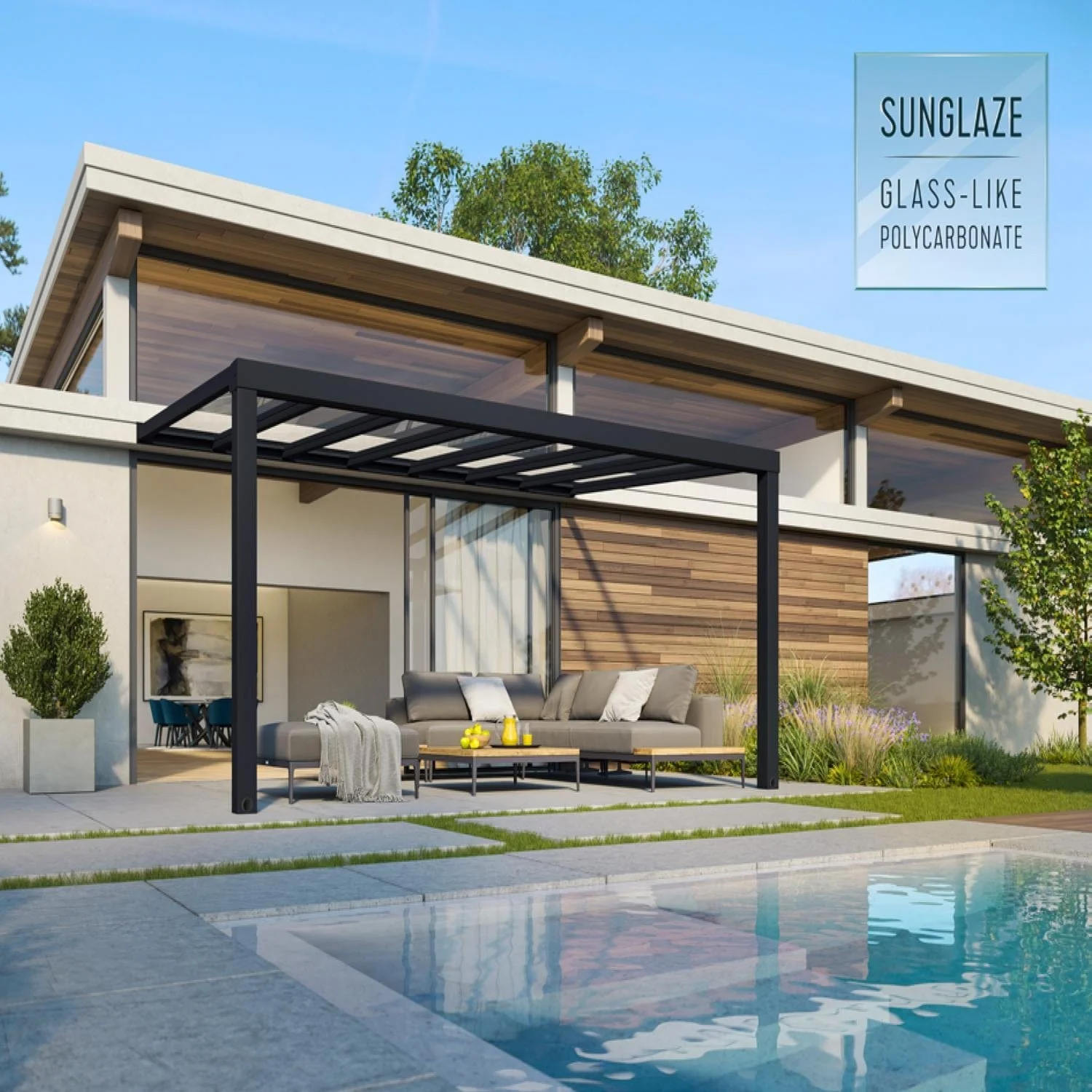 Palram - Canopia | Stockholm 11x17 ft Patio Cover - Gray/Clear - Image 2