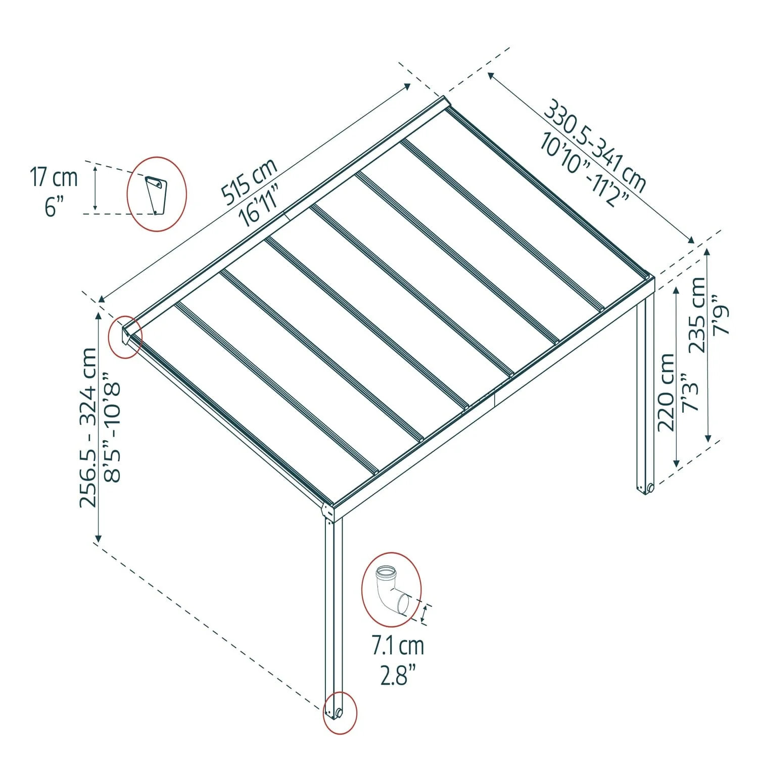 Palram - Canopia | Stockholm 11x17 ft Patio Cover - Gray/Clear - Image 29