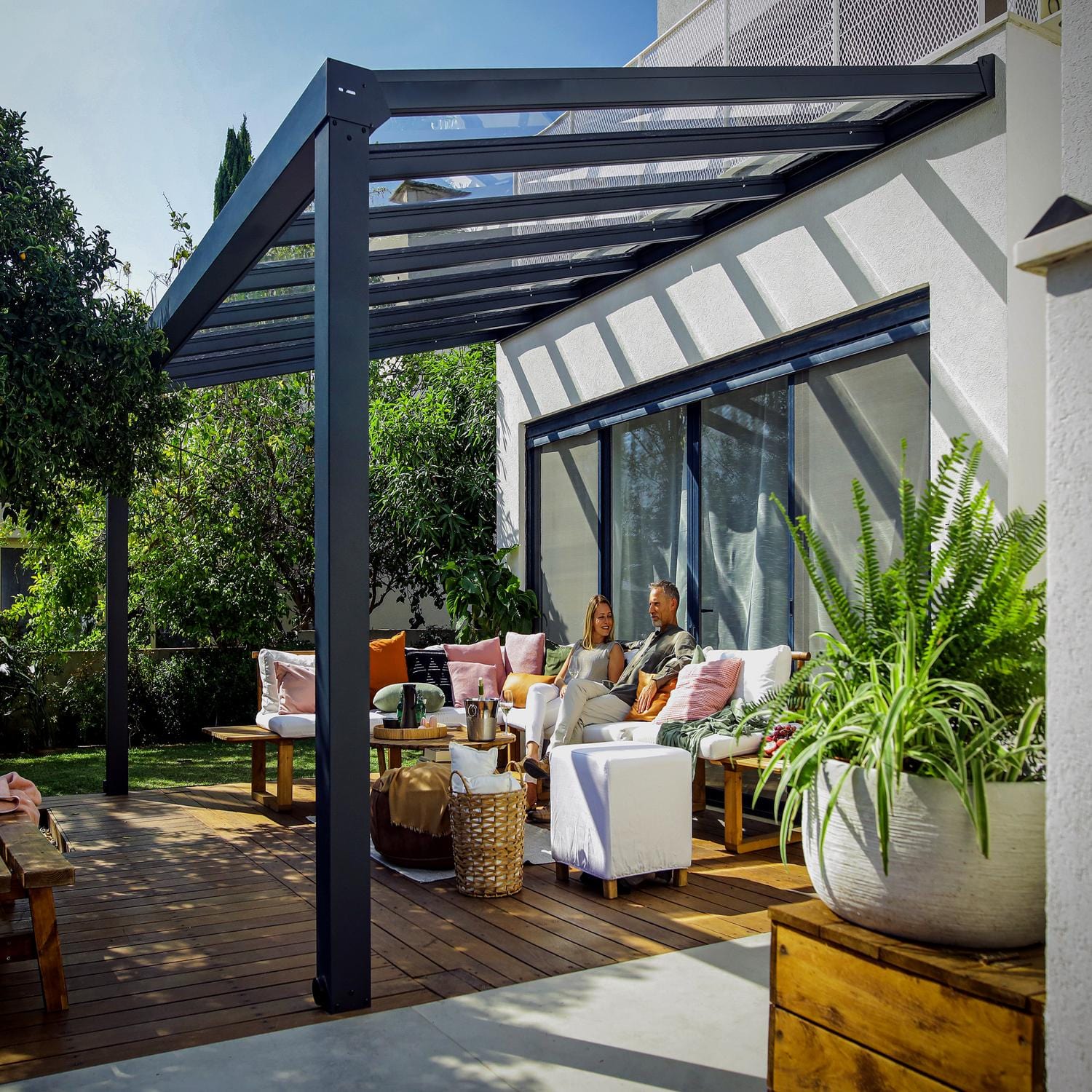 Palram - Canopia | Stockholm 11x17 ft Patio Cover - Gray/Clear - Image 8