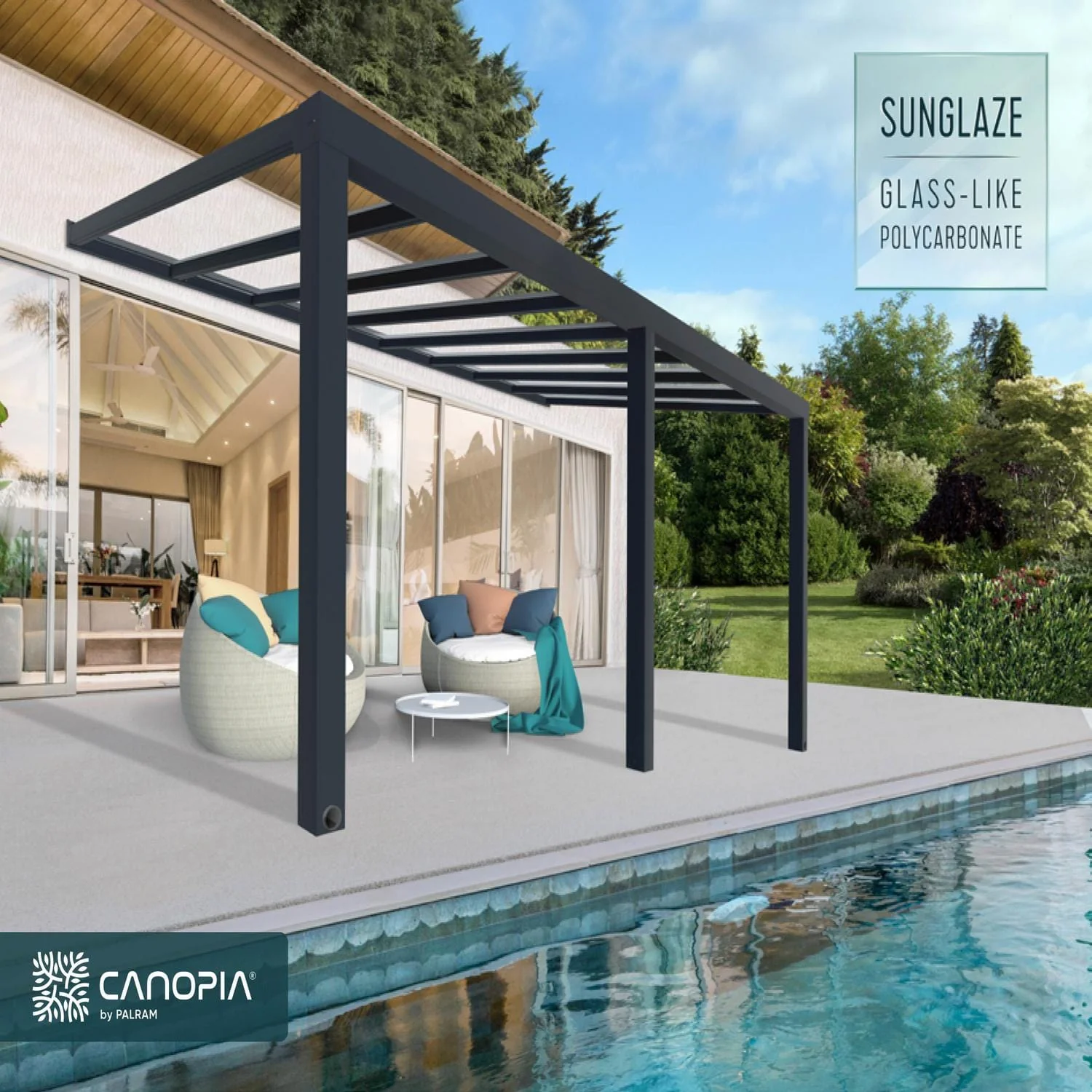 Palram - Canopia | Stockholm 11x19 ft Patio Cover - Gray/Clear