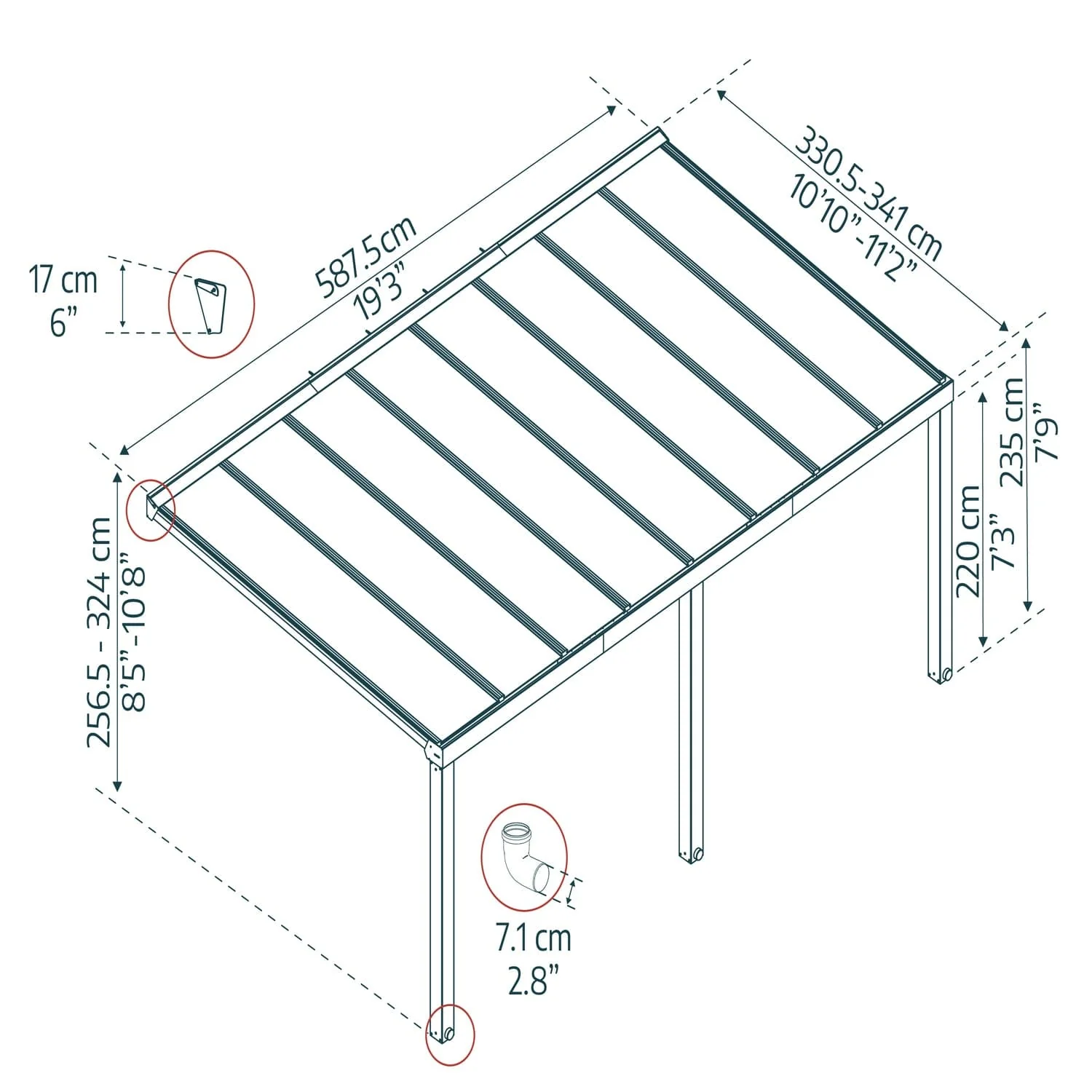 Palram - Canopia | Stockholm 11x19 ft Patio Cover - Gray/Clear - Image 15