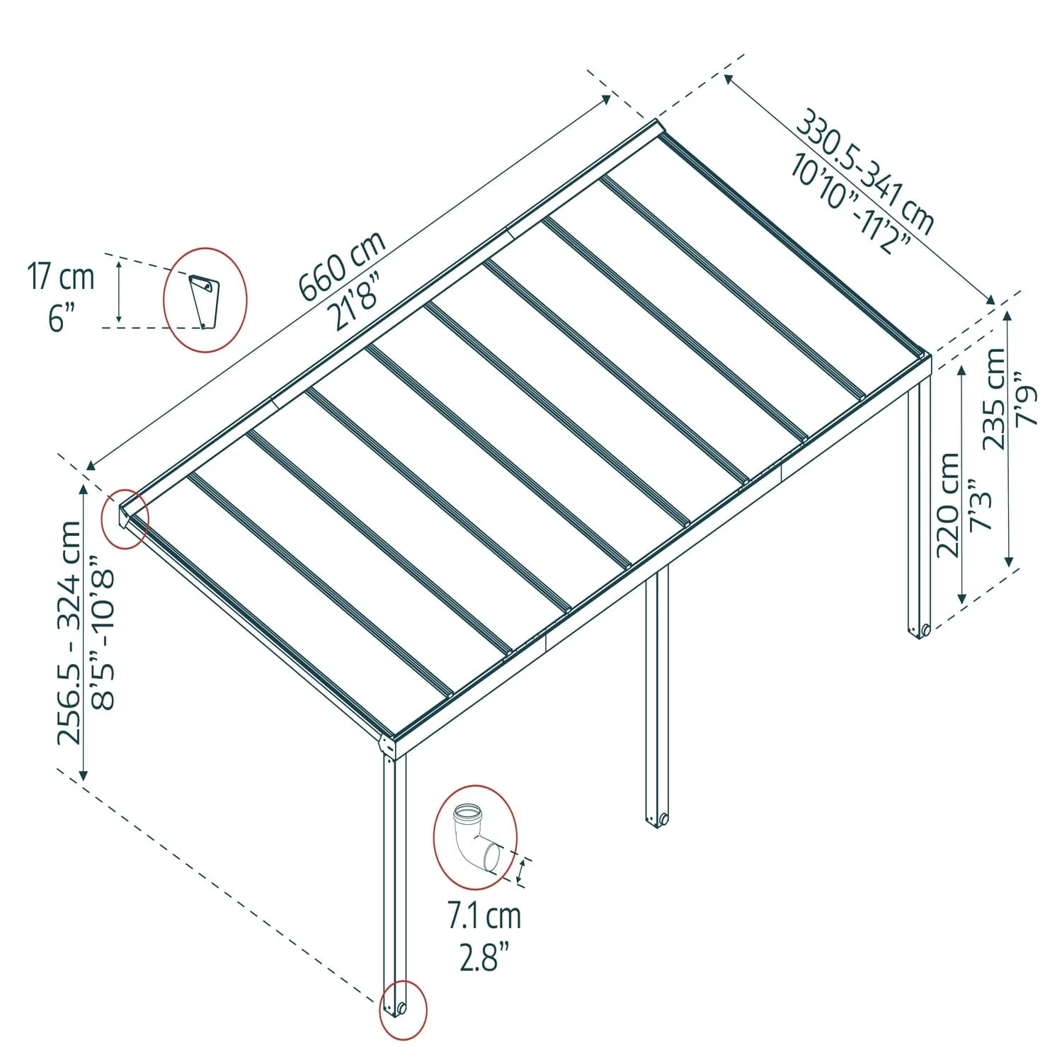 Palram - Canopia | Stockholm 11x22 ft Patio Cover - Gray/Clear - Image 16