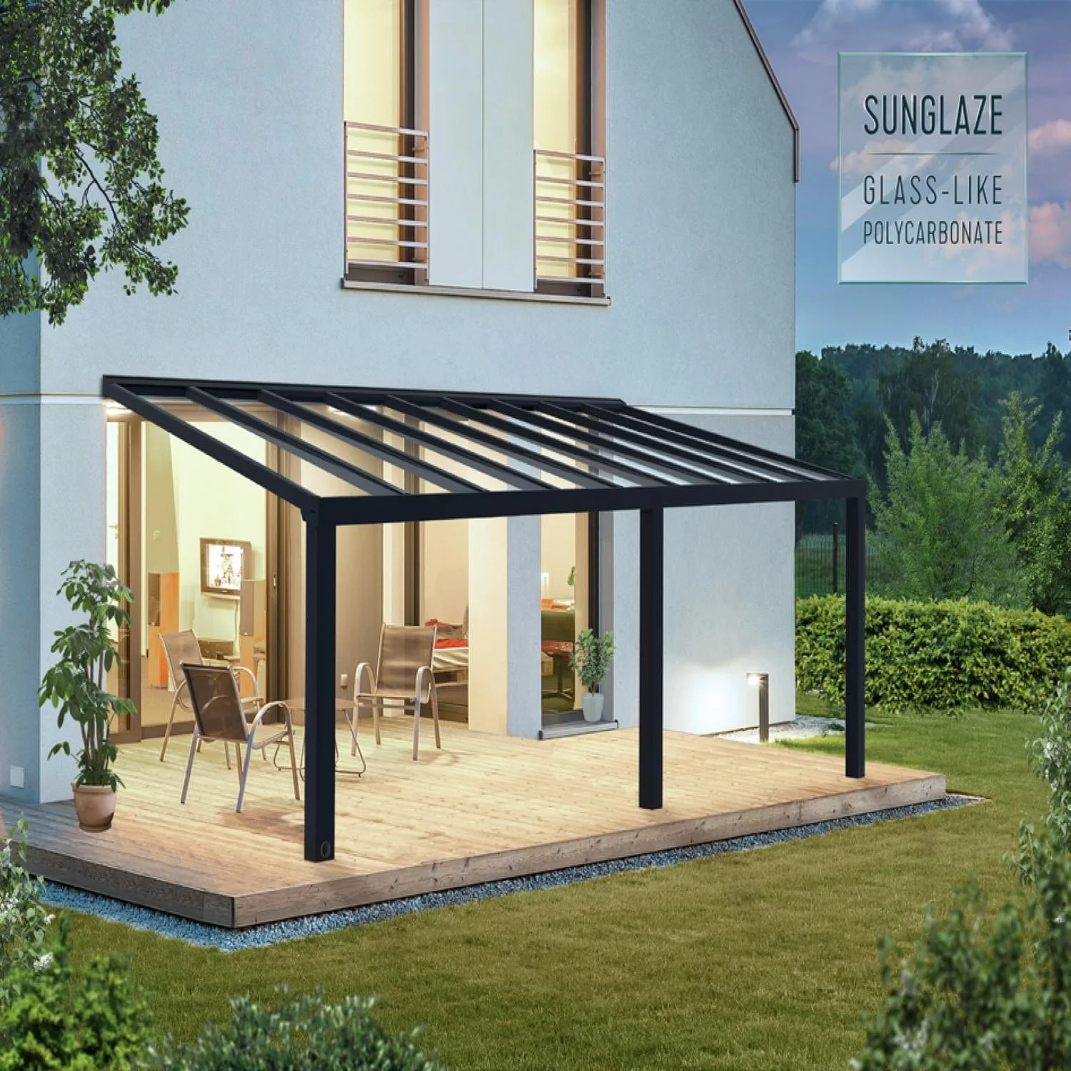 Palram - Canopia | Stockholm 11x22 ft Patio Cover - Gray/Clear - Image 3