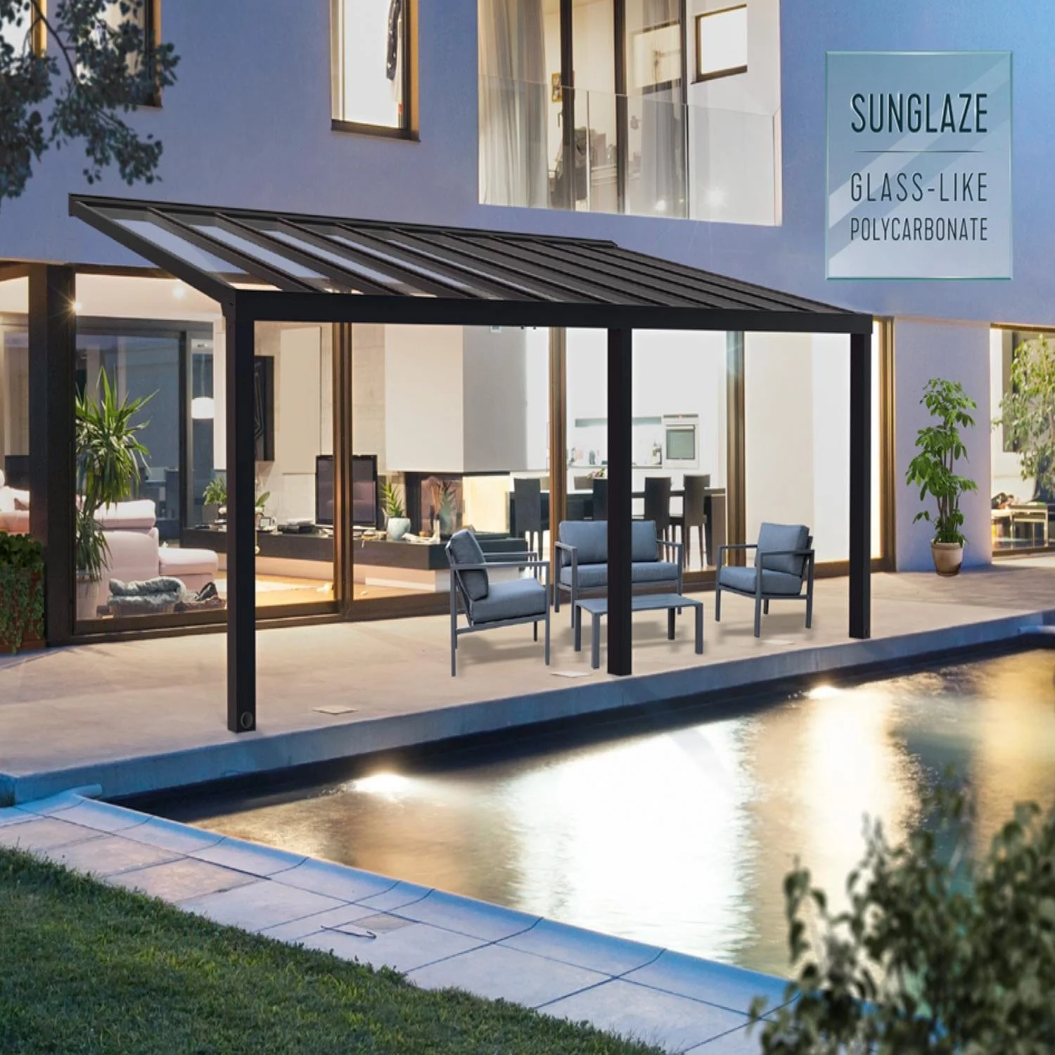 Palram - Canopia | Stockholm 11x24 ft Patio Cover - Gray/Clear - Image 2