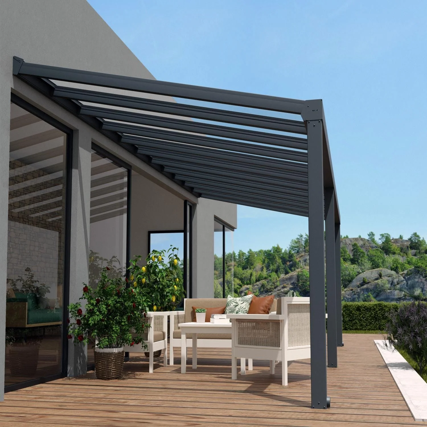 Palram - Canopia | Stockholm 11x26 ft Patio Cover - Gray/Clear - Image 2