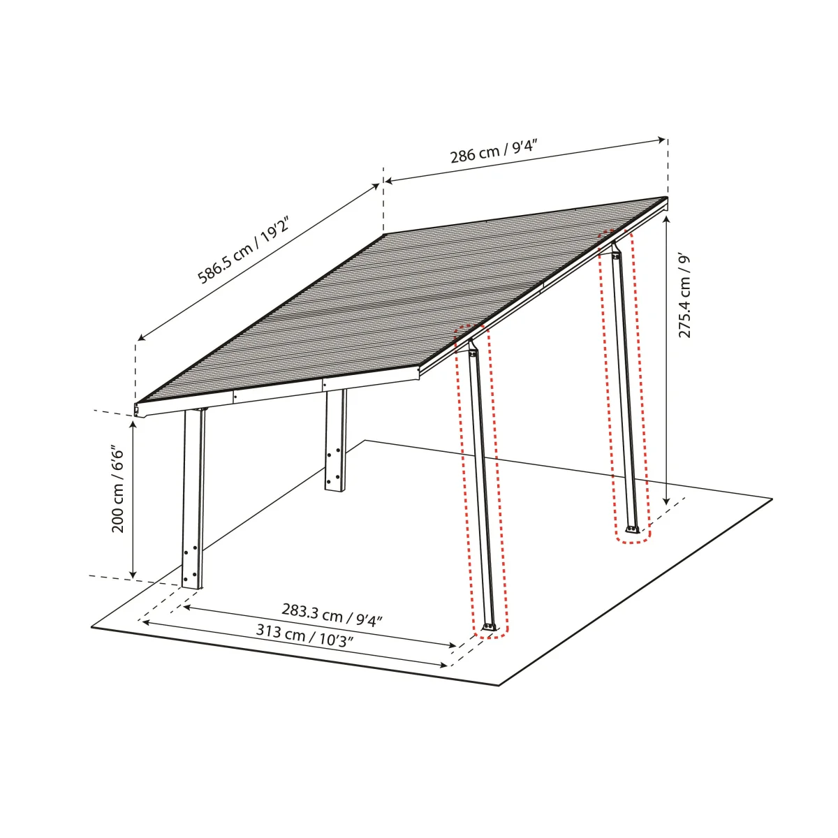 Palram - Canopia | Sydney Carport Extra Support Poles - Image 3