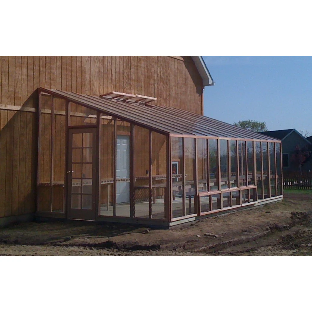 Santa Barbara | Deluxe Redwood Lean-To Glass Greenhouse/Sunroom Premium Package, 3/16 in Glass Glazing, Pre-assembled Panels - Image 4