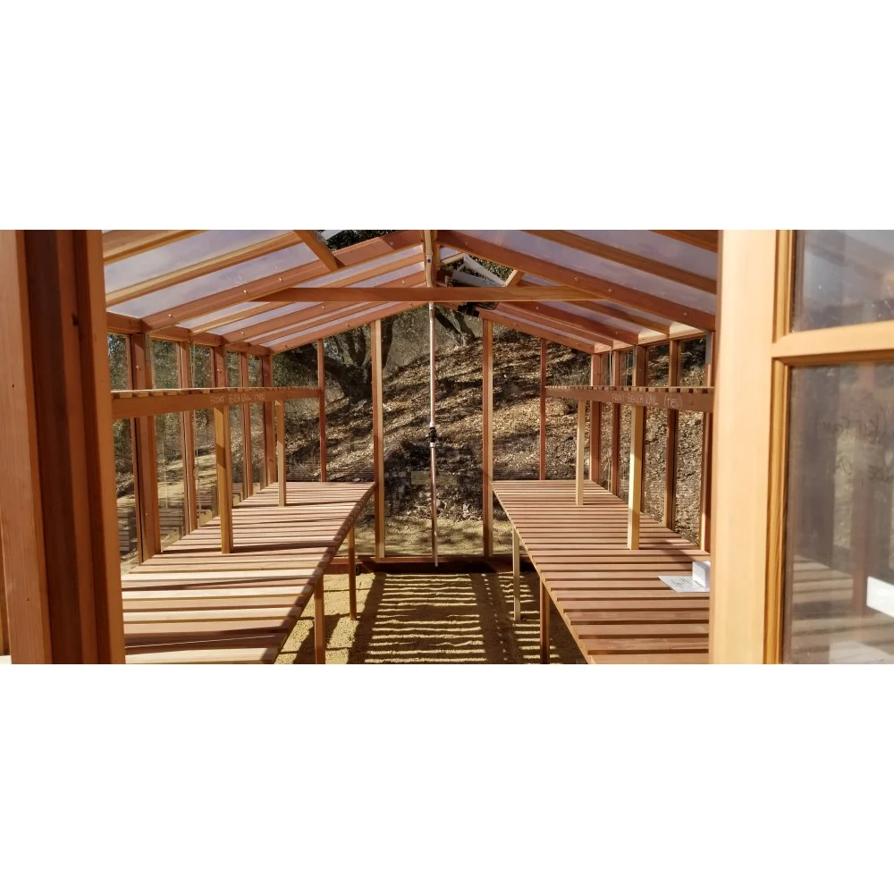 Santa Barbara | Deluxe Redwood Glass Greenhouse/Sunroom Premium Package With 3/16 inch Glass Glazing and Pre-assembled Panels - Image 22
