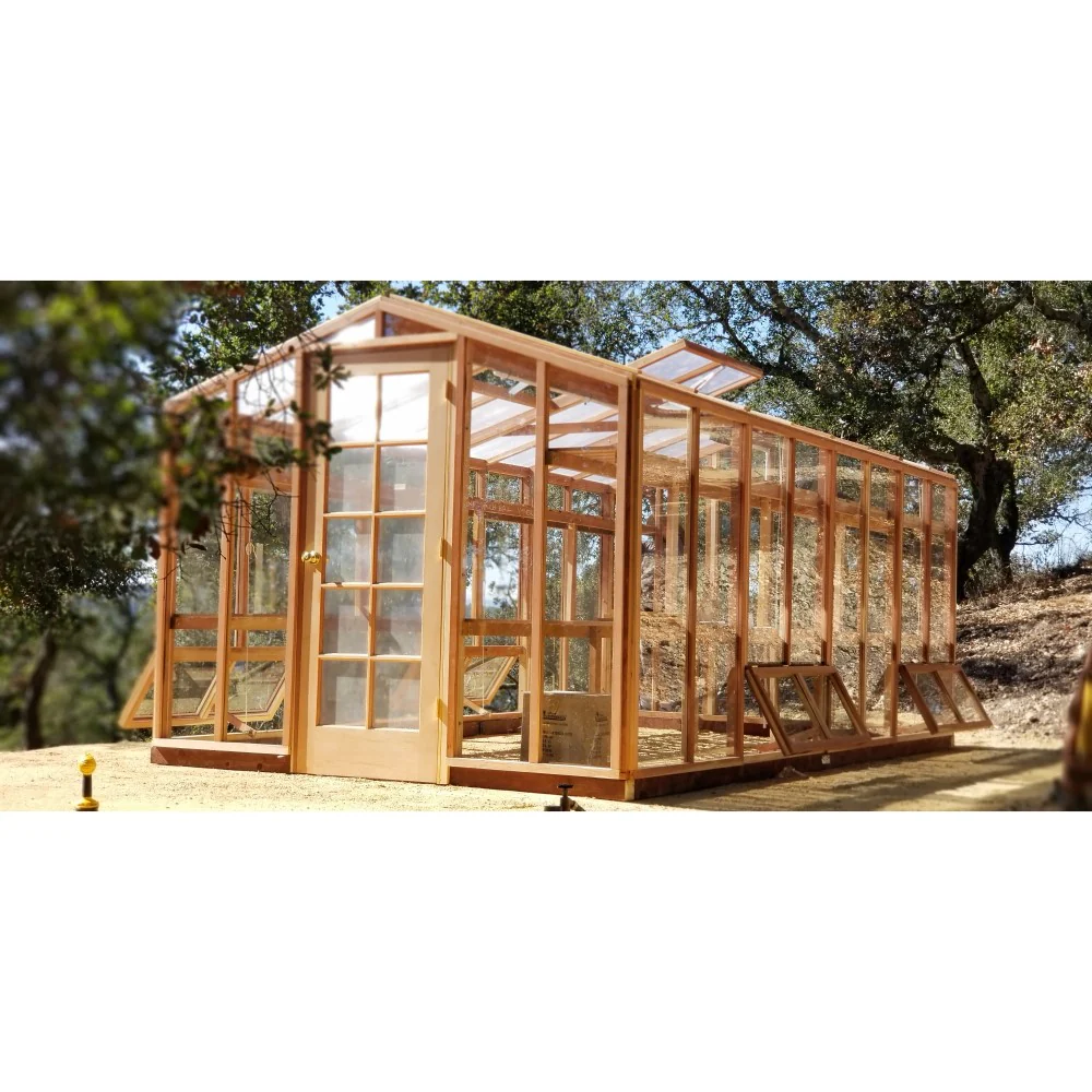 Santa Barbara | Deluxe Redwood Glass Greenhouse/Sunroom Premium Package With 3/16 inch Glass Glazing and Pre-assembled Panels - Image 4