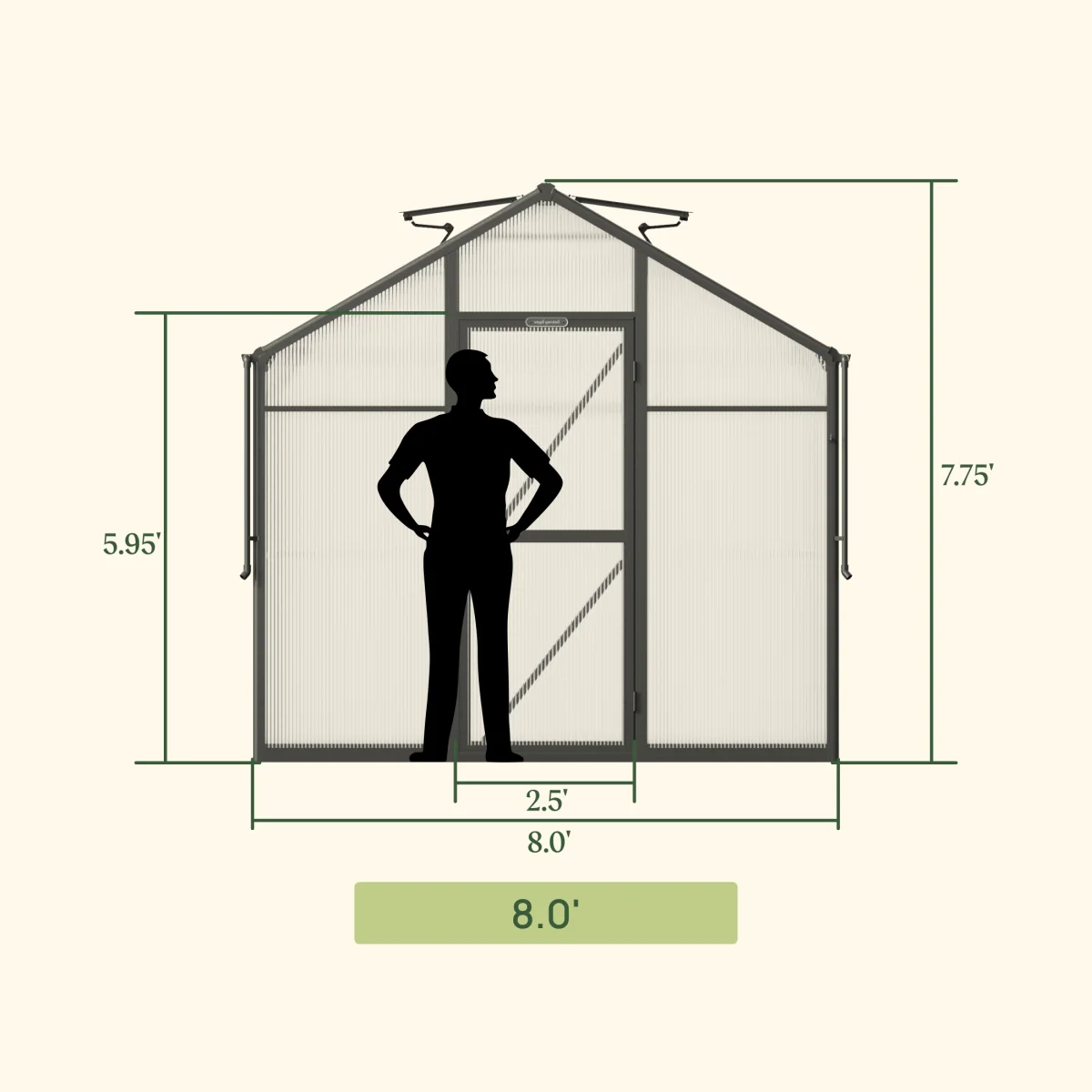 Vego | Junior Victorian Greenhouse Kit 8ft Wide - Image 10