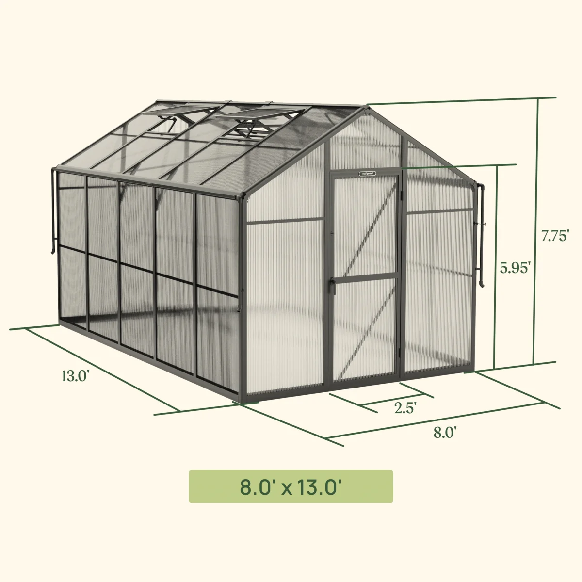 Vego | Junior Victorian Greenhouse Kit 8ft Wide - Image 9