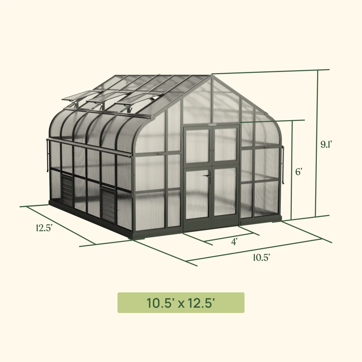 Vego | Pacific Greenhouse Kit 10ft 6in Wide - Image 10
