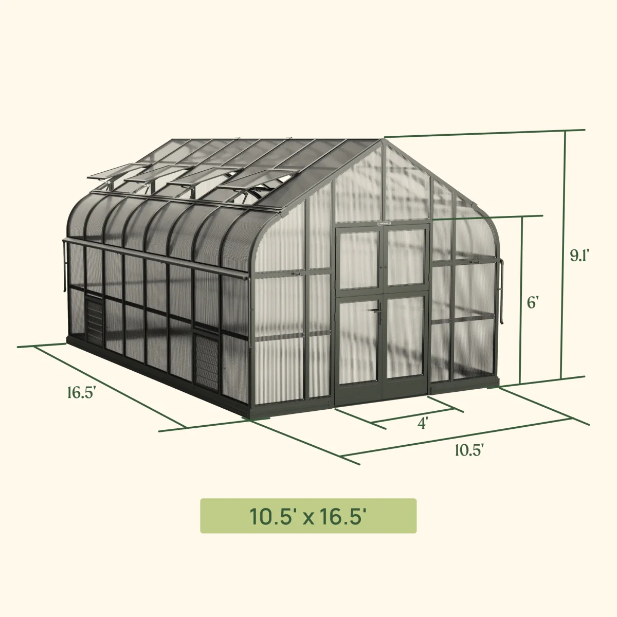 Vego | Pacific Greenhouse Kit 10ft 6in Wide - Image 11
