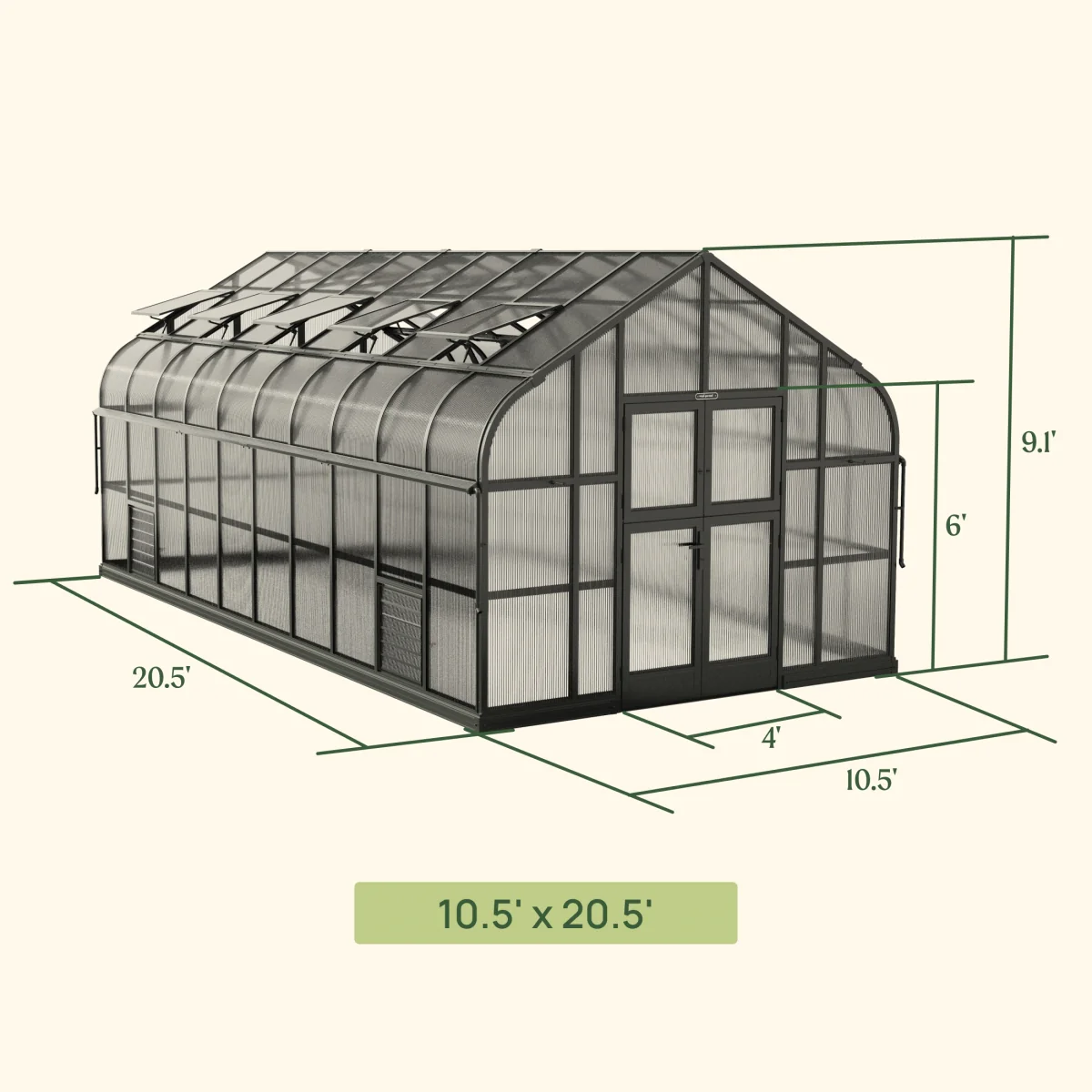 Vego | Pacific Greenhouse Kit 10ft 6in Wide - Image 12