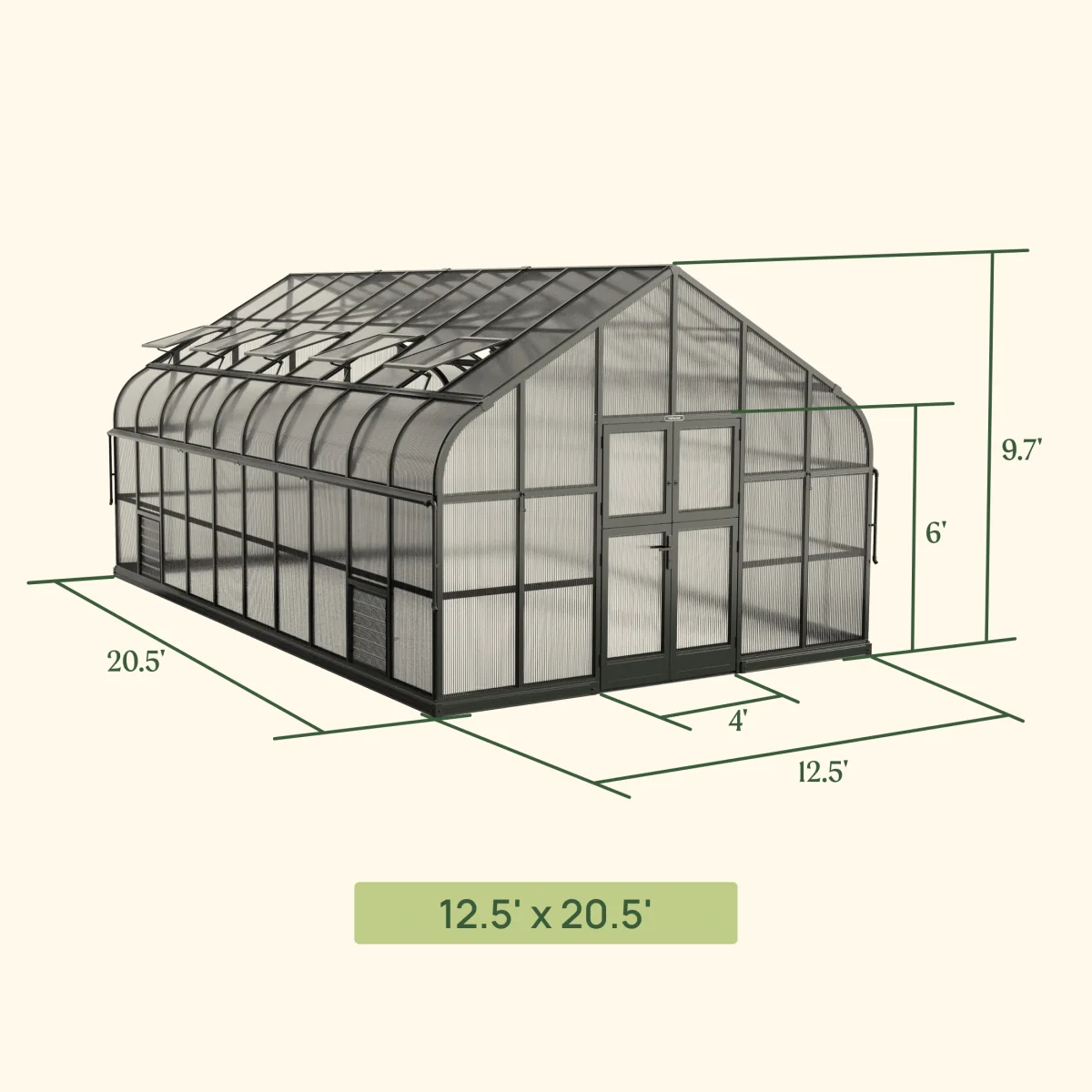 Vego | Grand Pacific Greenhouse Kit 12ft 6in Wide - Image 10