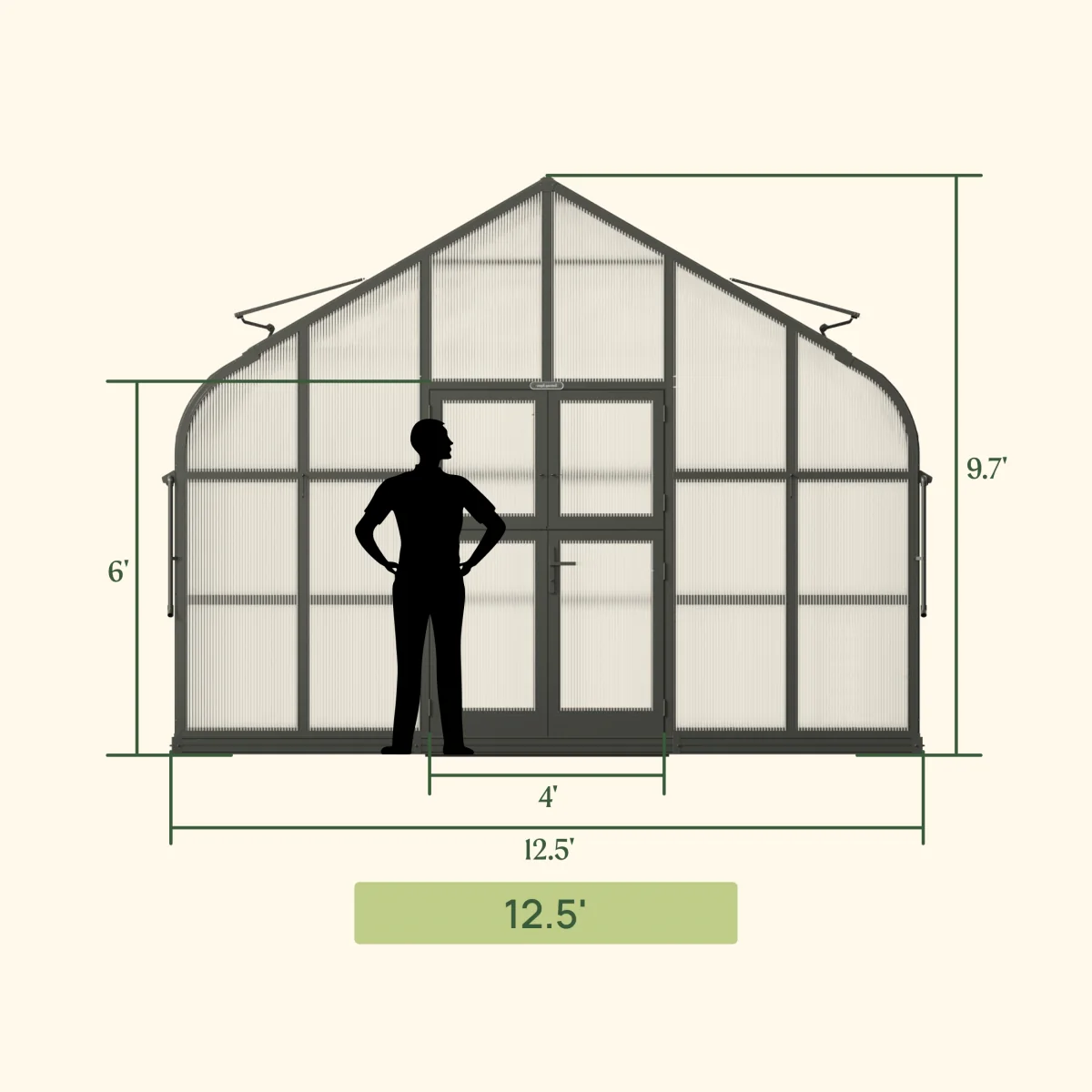Vego | Grand Pacific Greenhouse Kit 12ft 6in Wide - Image 7