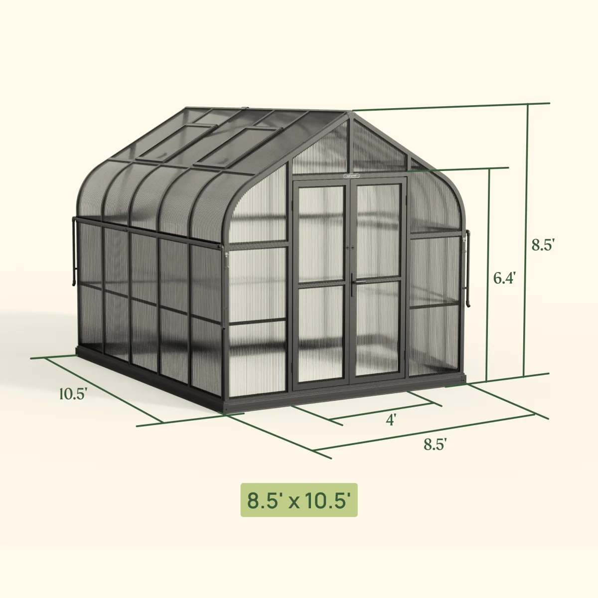 Vego | Pacific Greenhouse Kit 8ft 6in Wide - Image 16