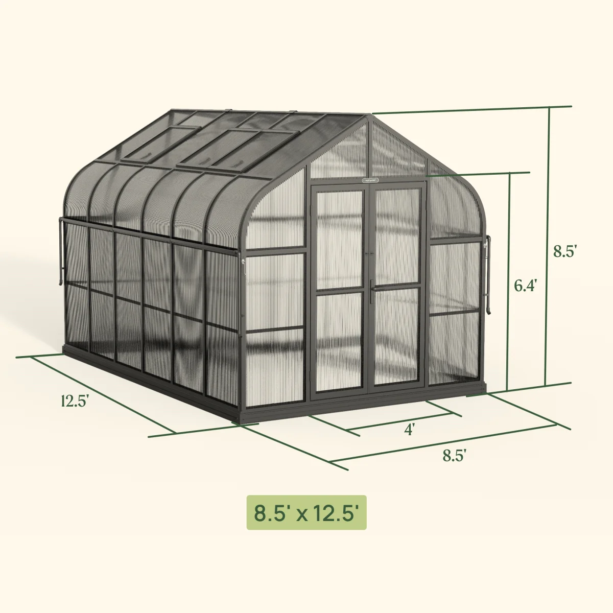 Vego | Pacific Greenhouse Kit 8ft 6in Wide - Image 17