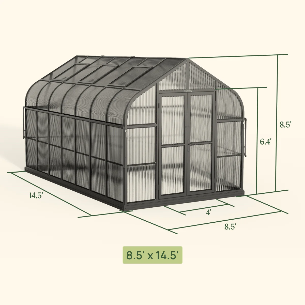 Vego | Pacific Greenhouse Kit 8ft 6in Wide - Image 18