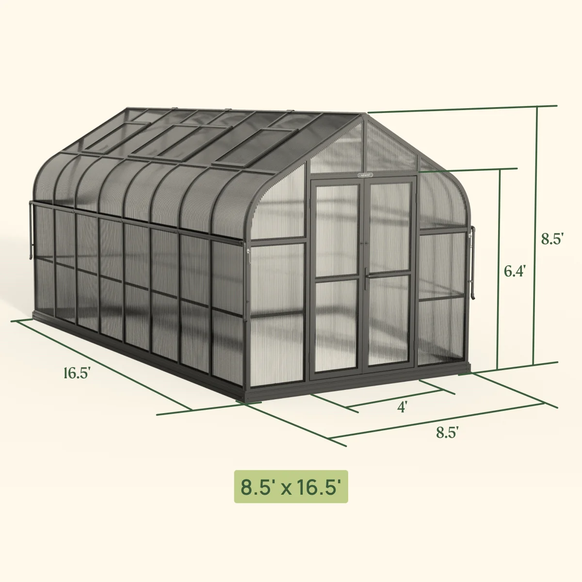 Vego | Pacific Greenhouse Kit 8ft 6in Wide - Image 19