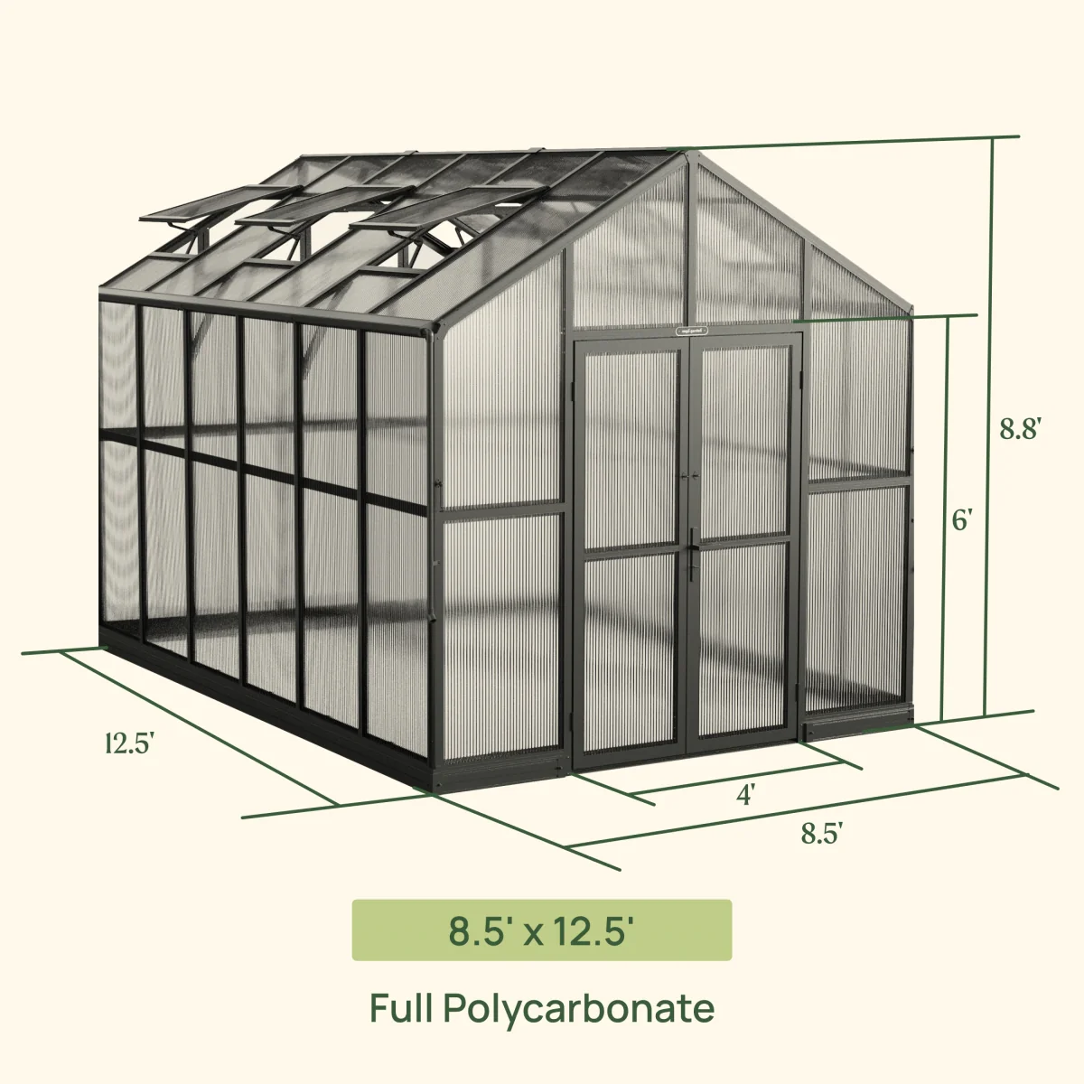Vego | Victorian Greenhouse Kit 8ft 6in Wide - Image 12
