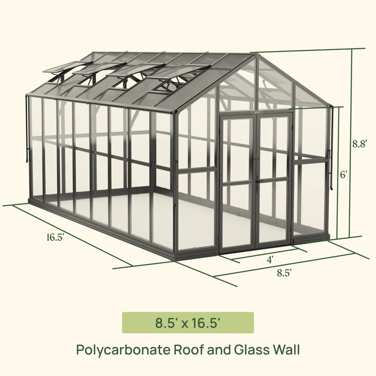Vego | Victorian Greenhouse Kit 8ft 6in Wide - Image 15