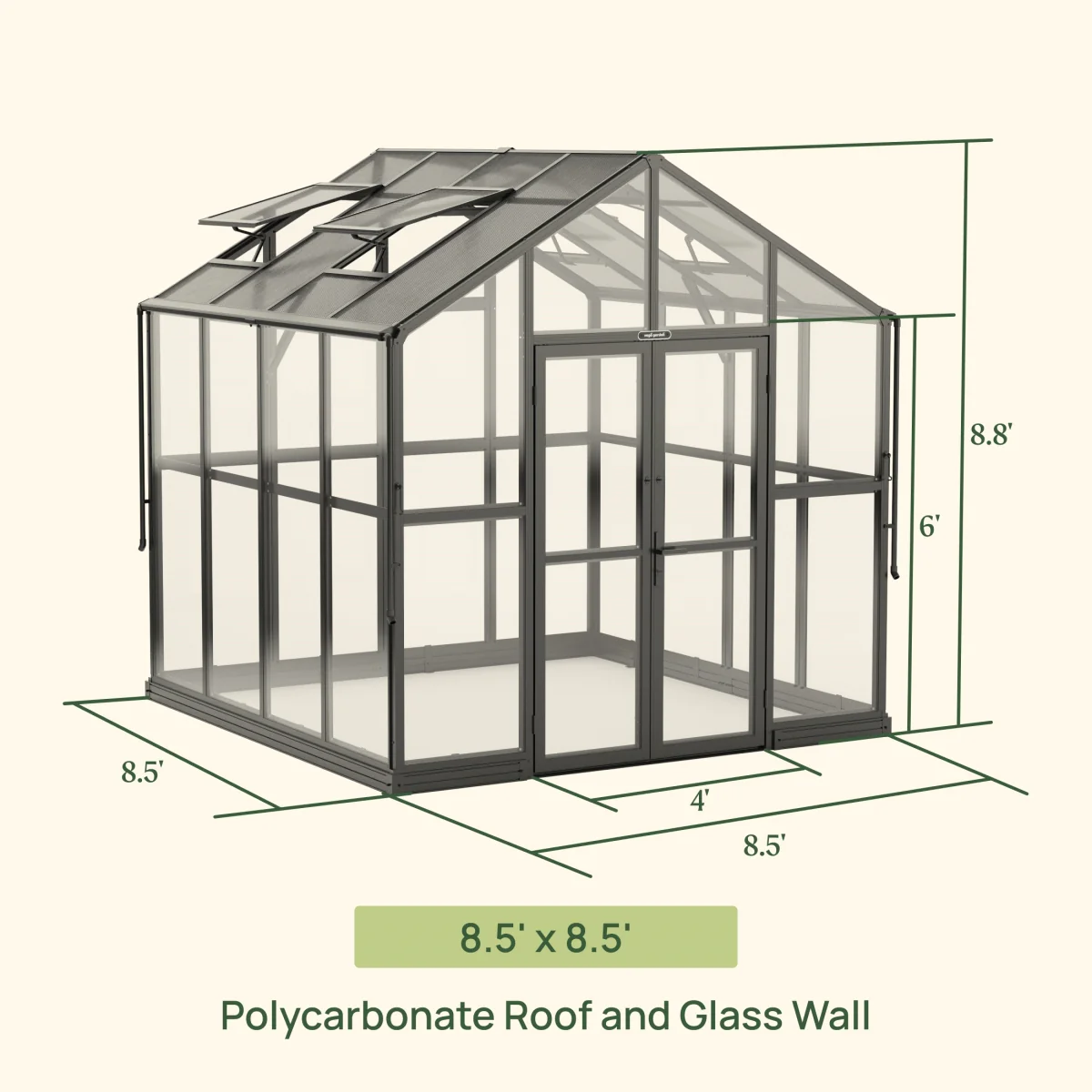 Vego | Victorian Greenhouse Kit 8ft 6in Wide - Image 9